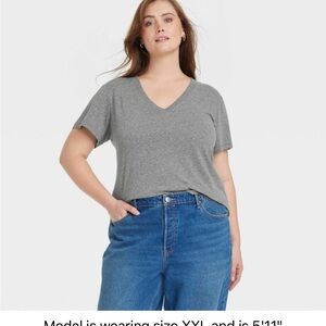 Ava & Viv Gray V-Neck T-Shirt 2x